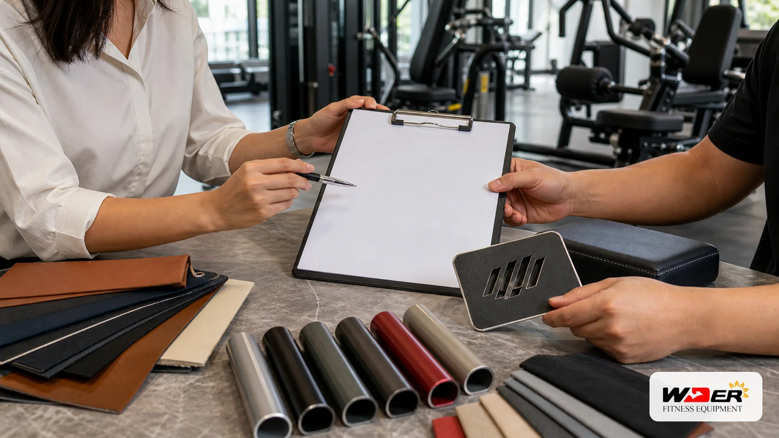 OEM private label gym equipment approval samples with WDER logo - AR