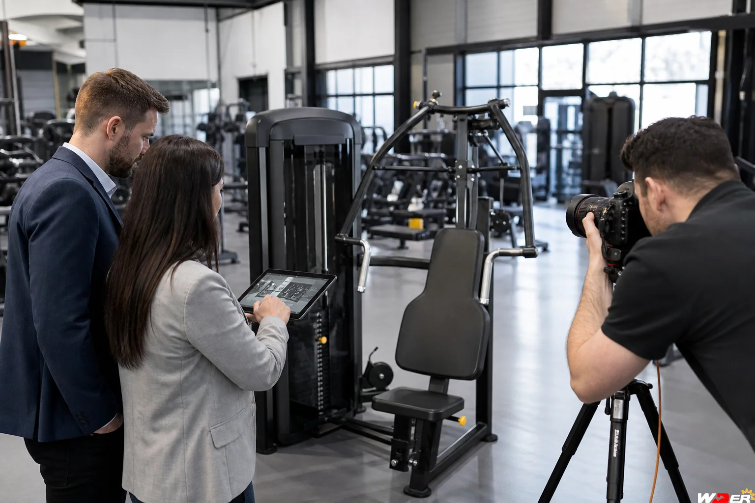 Gym equipment distributor product photography and data pack preparation with one WDER logo - ar