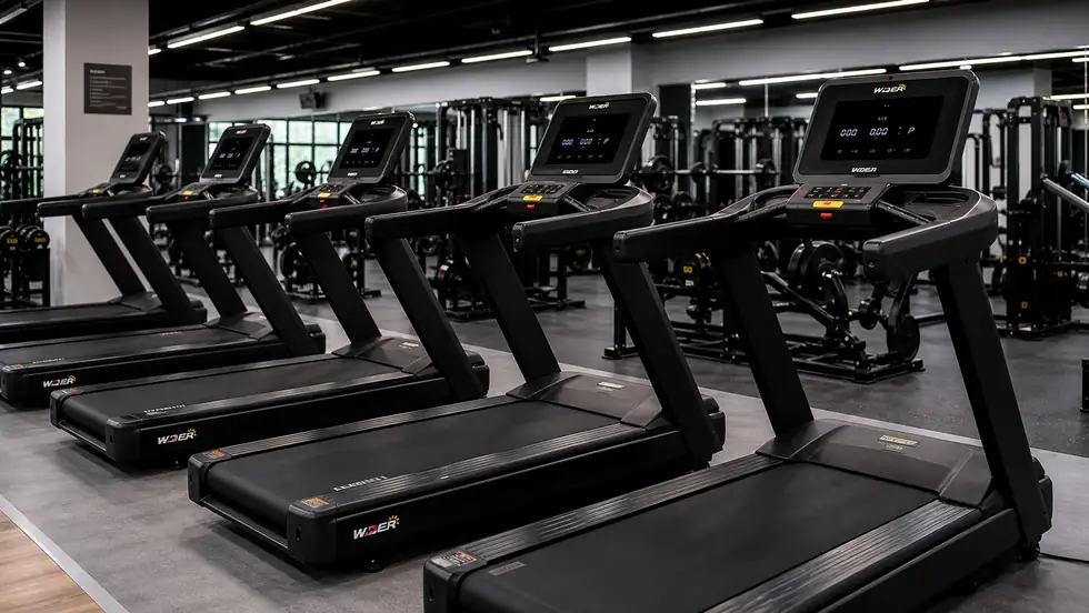 WDER commercial treadmills in a premium fitness center cardio area